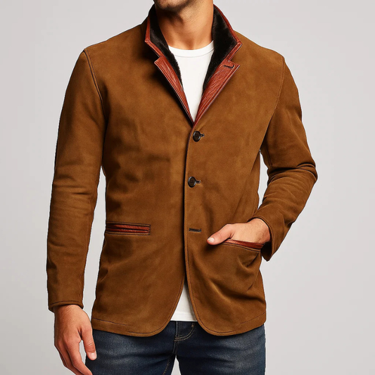 Veste En Daim Ajustée Pour Homme