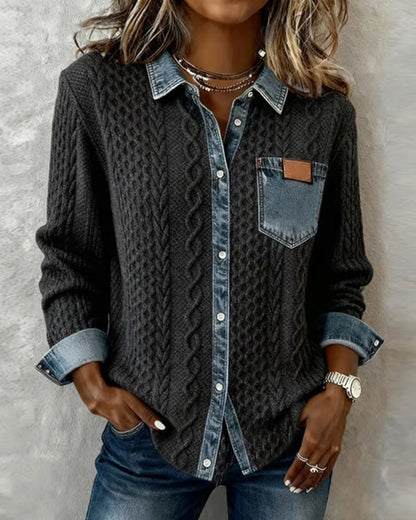 Chemise à manches longues avec détails en denim