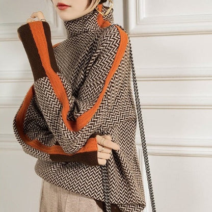 Louise™ | Pull à col montant avec des rayures contrastées