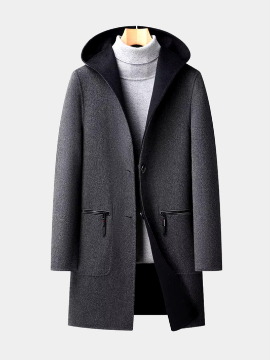 Manteau En Laine À Capuche Pour Homme